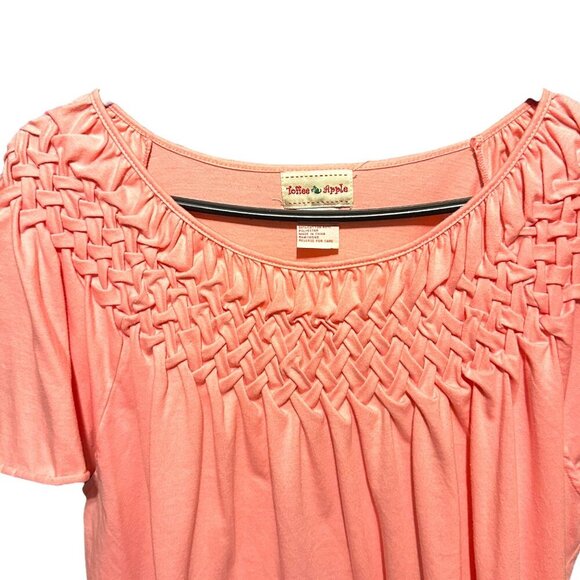 Toffee Apple XXL Bubble Gum Pink Ruched Cap Sleeve Flowing Top Flattering EUC - Picture 2 of 9